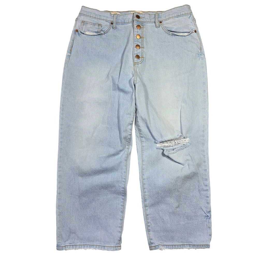 Universal Thread Vintage Straight Jeans Womens 16 Distressed Light Wash Boho